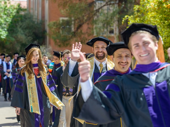 A photograph of new law graduates celebrating