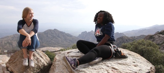 Students chat in a stunning vista on Mt. Lemmon