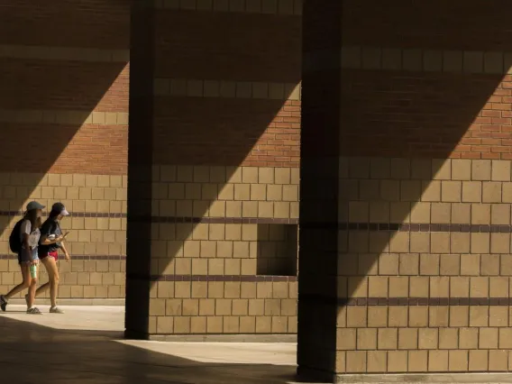 Students walking in some shadows