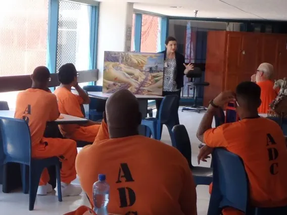 Marcia Klotz teaching inmates