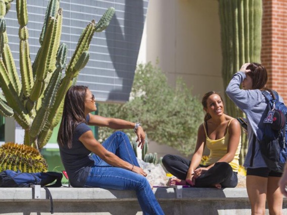 Students chatting outside