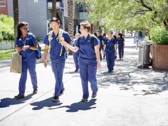 Nursing students walking