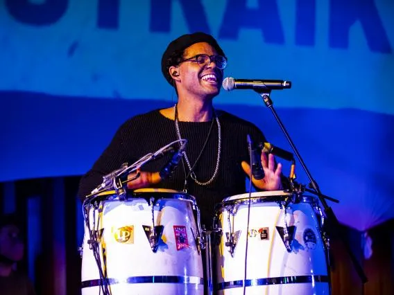 a guy playing the drums