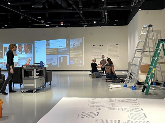 A photograph of an exhibition in the works