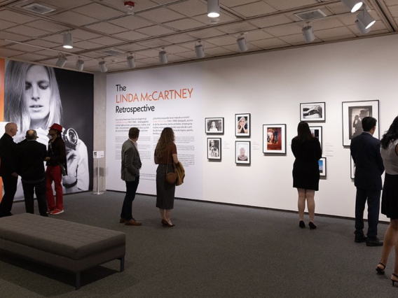 A photograph of guests at the Linda McCartney Retrospective