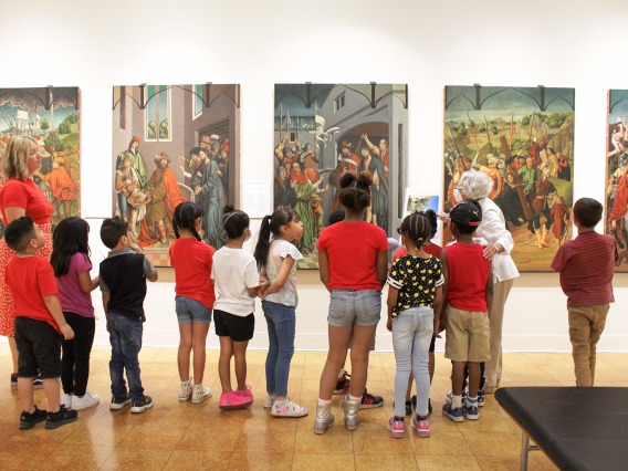 A photograph of elementary students at the University of Arizona Museum of Art