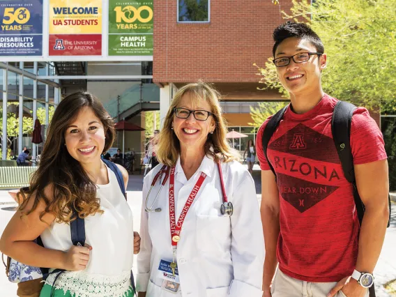 University of Arizona Campus Health building, group in front