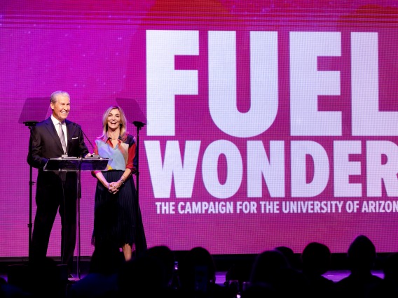 Terry J. Lundgren ’75 (founder & CEO of TJL Advisors and retired chair & CEO of Macy’s  Inc.) and Marianne Cracciolo Mago ’93 (president & CEO of The Steele Foundation) spoke at the launch of the Fuel Wonder campaign in November.