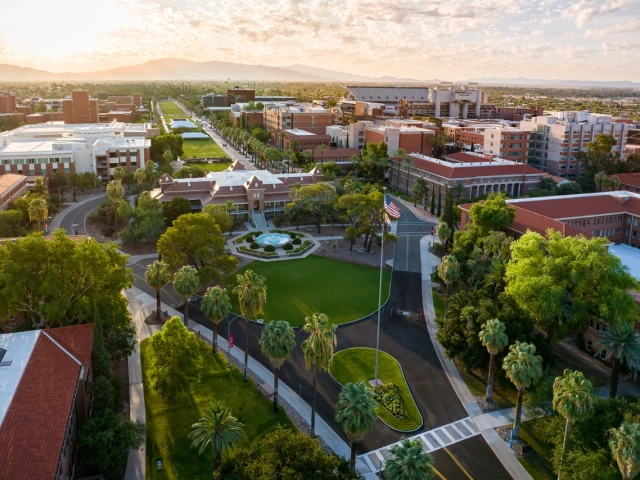 An aerial shot of the University of Arizona campus