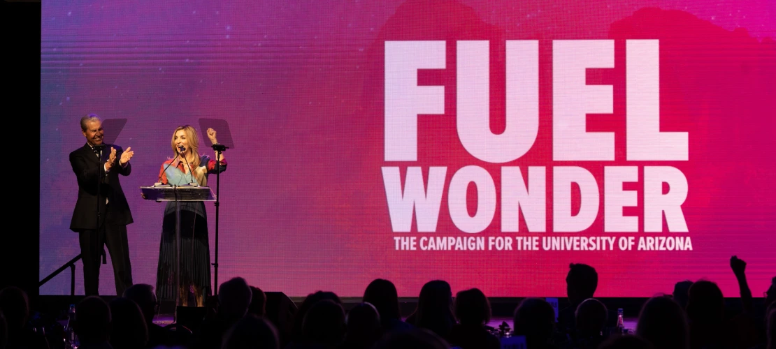 Terry Lundgren ’75 and Marianne Cracchiolo Mago, Fuel Wonder fundraising campaign co-chairs, at the Fuel Wonder kickoff event in 2023. 
