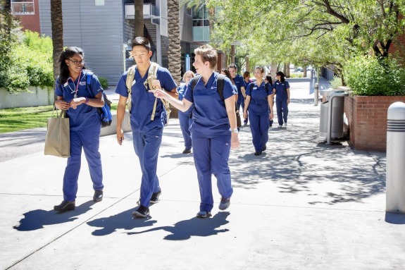 Nursing students walking