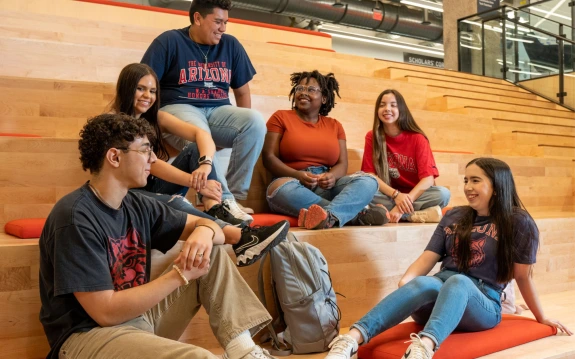 students on bleachers