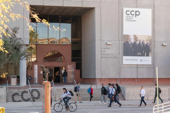 A photograph of the stairs of the Center for Creative Photography