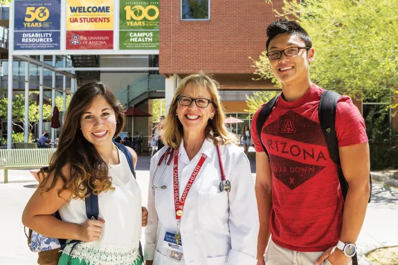 University of Arizona Campus Health building, group in front