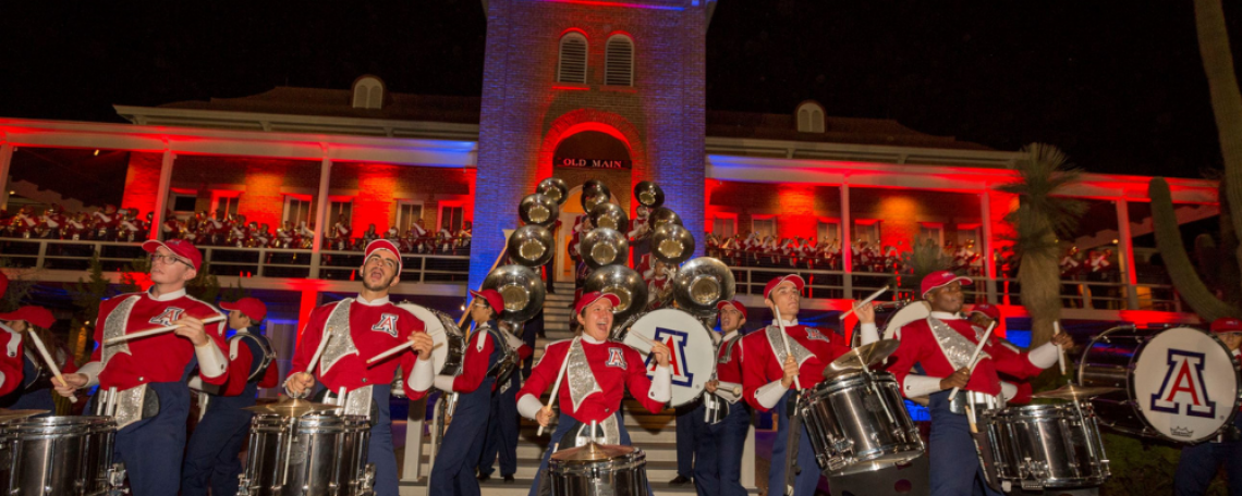 UA band in front of old main