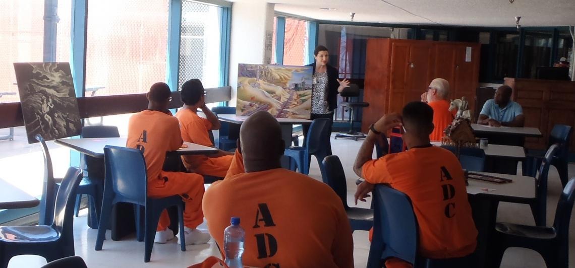 Marcia Klotz teaching inmates