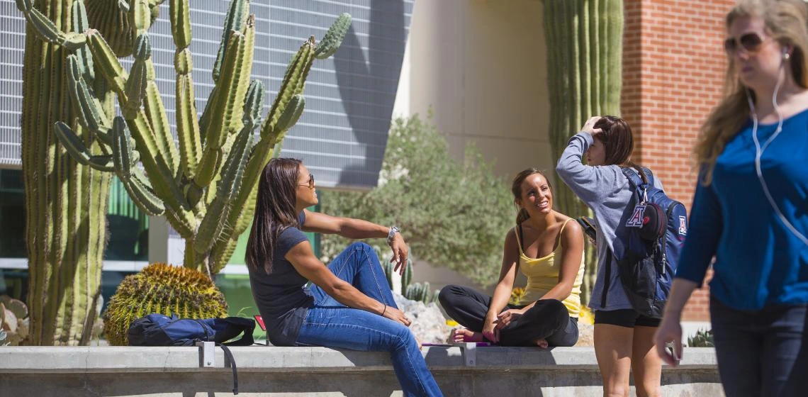 Students chatting outside