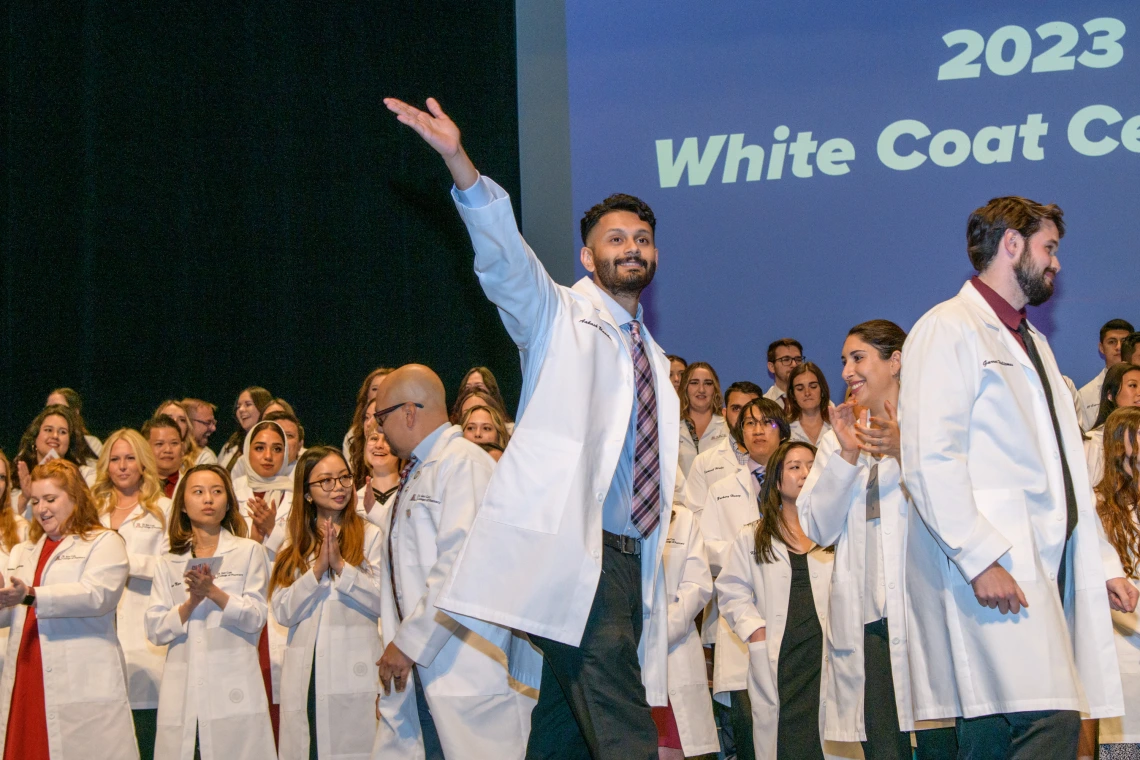 A photograph of students at the 2023 White Coat Ceremony