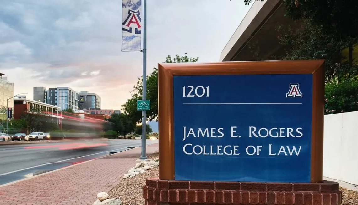 A photograph of the James E. Rogers College of Law 