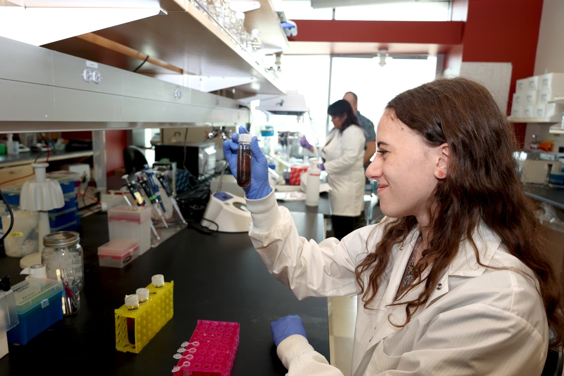 A photograph of students working in a laboratory