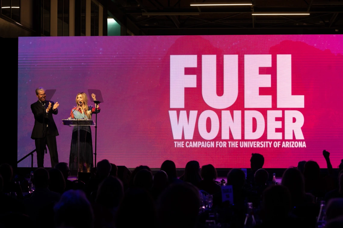 Terry Lundgren ’75 and Marianne Cracchiolo Mago, Fuel Wonder fundraising campaign co-chairs, at the Fuel Wonder kickoff event in 2023. 