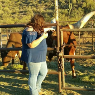 Humbarger and a longhorn