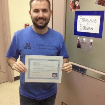 Steven Brunner with his Kory Floyd Fellowship certificate